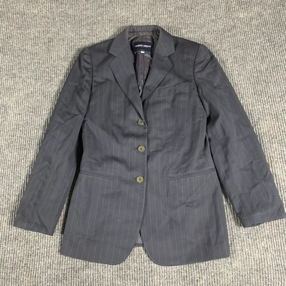Giorgio Armani Blazer Womens 42 Blue Pin Striped Sports Coat Luxury Italy Wool‎
